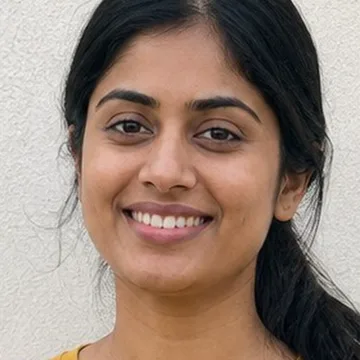 Sample input photo, cropped to face and hair: a woman with a black ponytail, used for the Raindance AI example