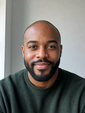 Sample input portrait of a bald man with a beard, used for the Raindance AI example